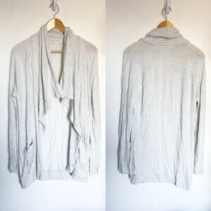 Athleta Studio Wrap Open Jersey Cardigan Modal Magnetic Closure Small Gray